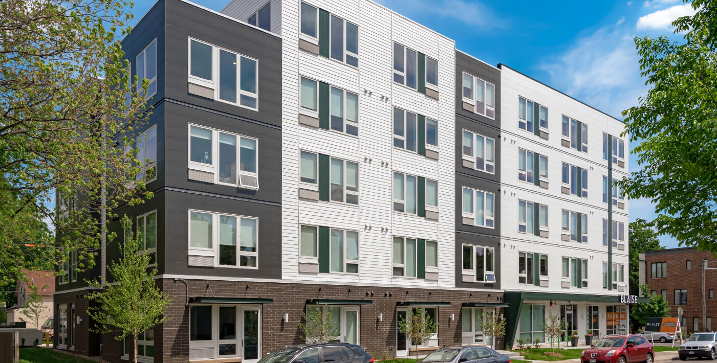 the blaise apartments building from the street view